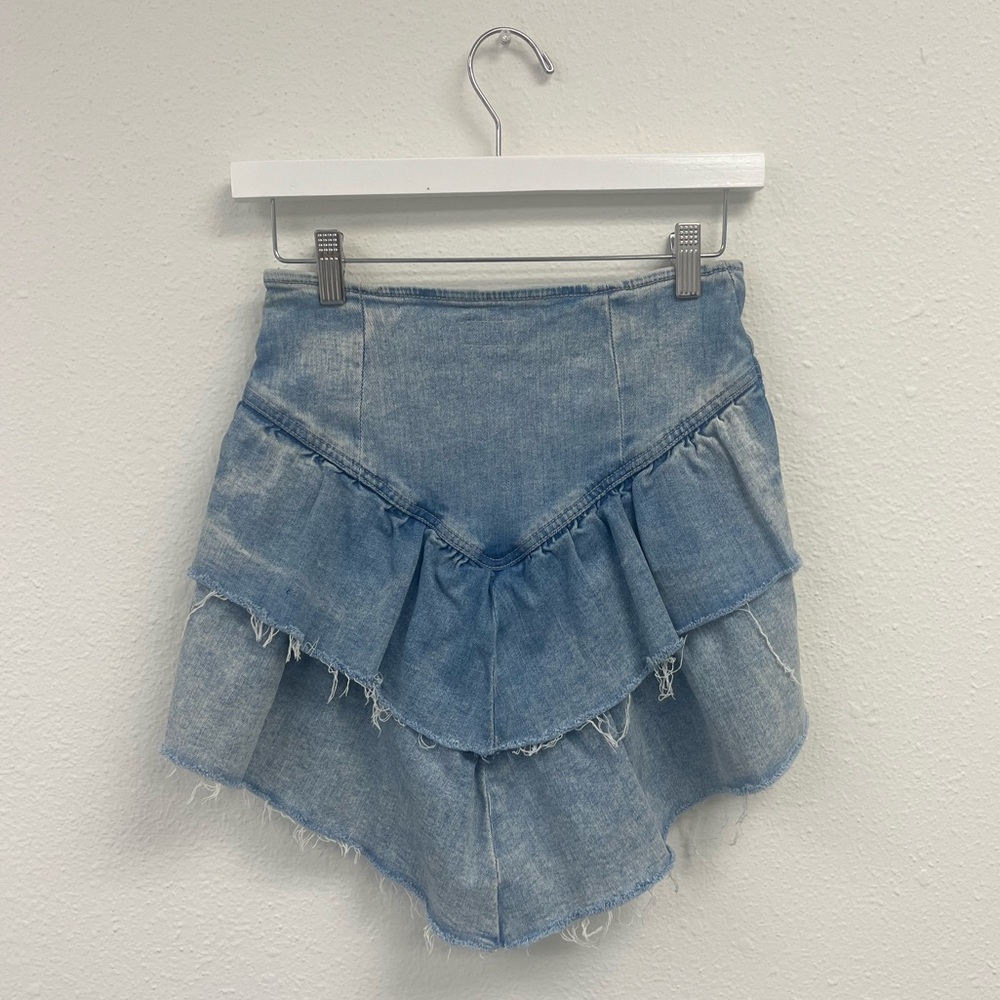 WORN ONCE MOTHER Ruffle Mini Skirt With Raw Edge